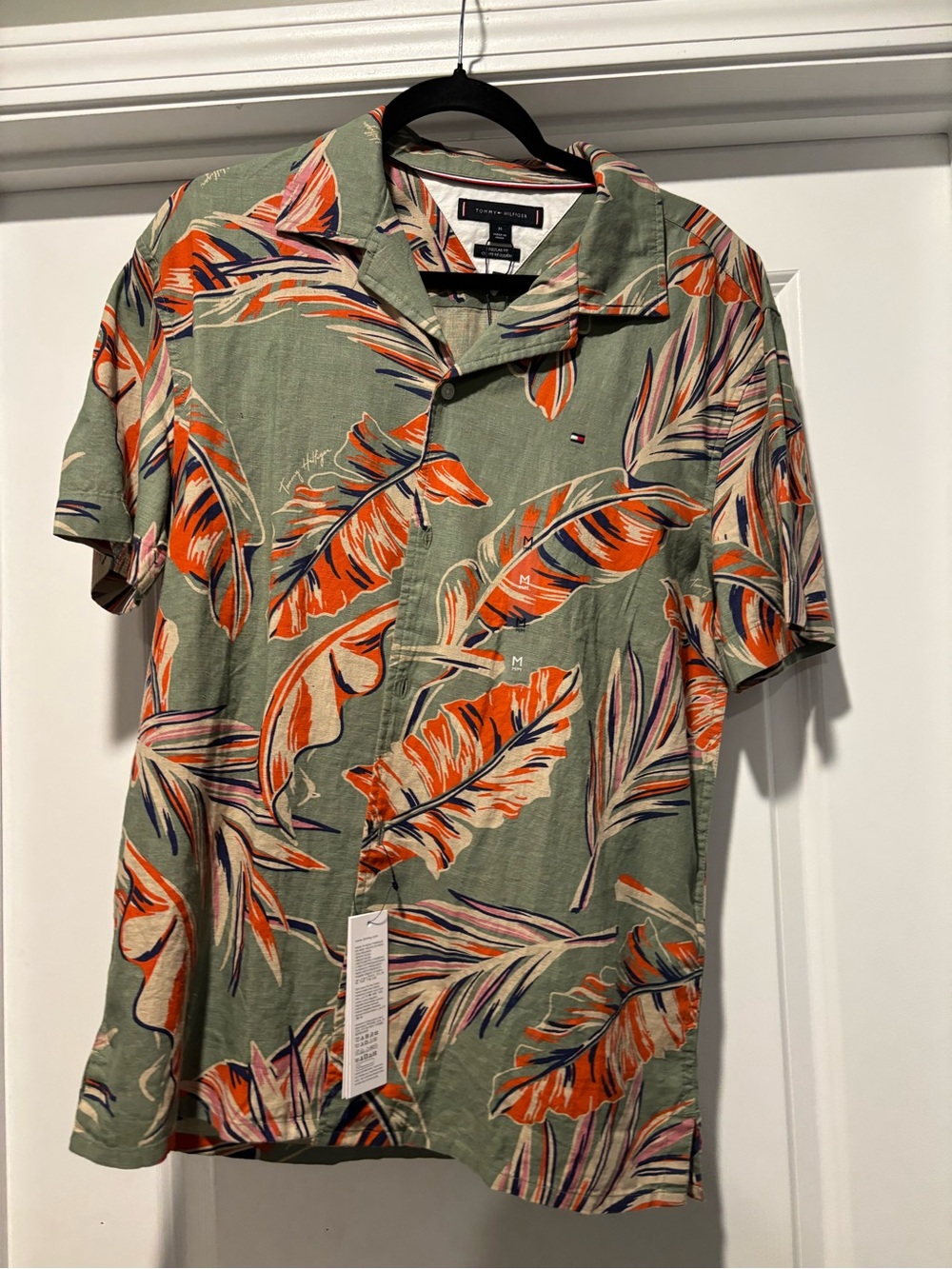 Tommy Hilfiger Linen Blend Shirt Men's Medium Button Up NEW With Tags